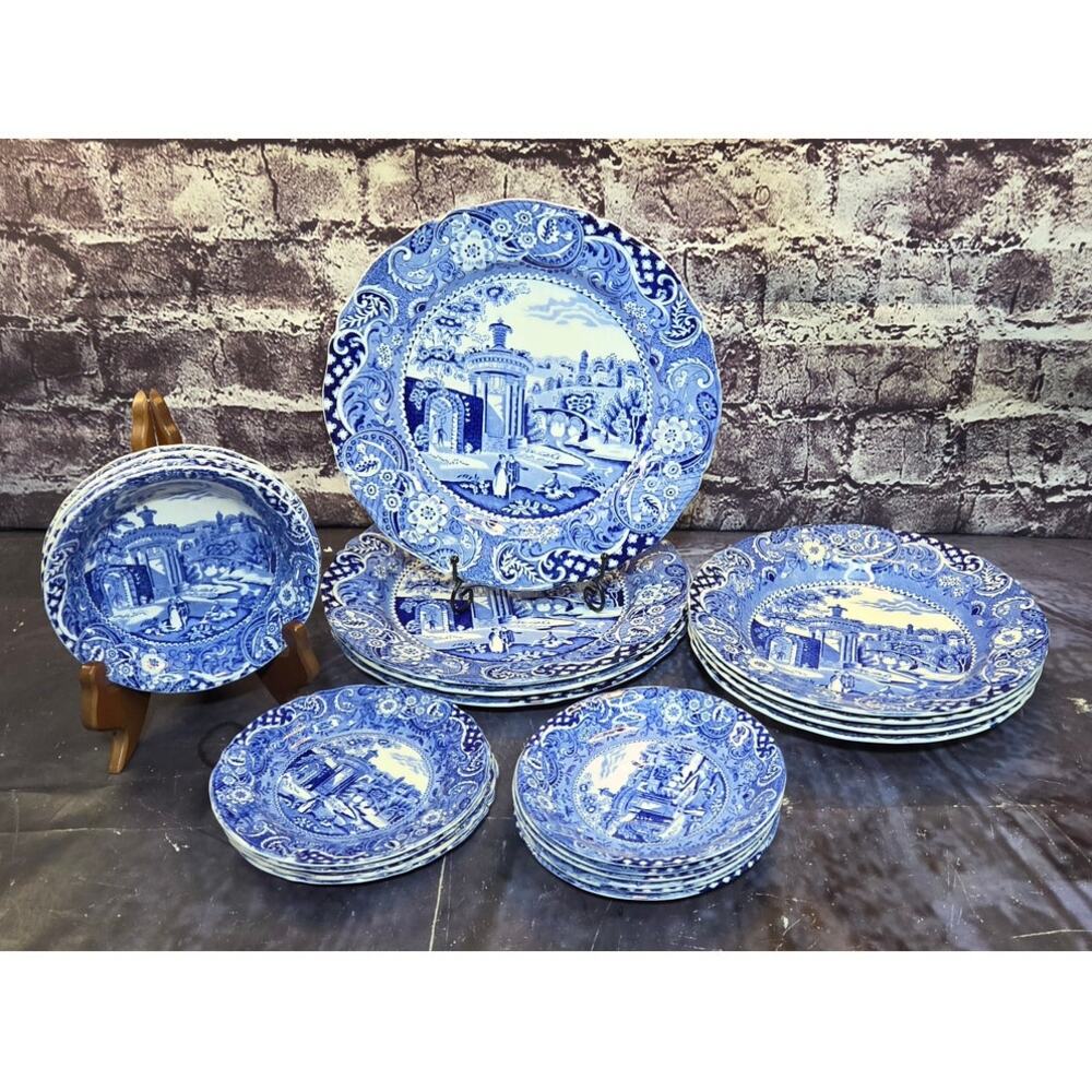 Antique WR Midwinter LTD  "Landscape Blue" Set of 20 Plates